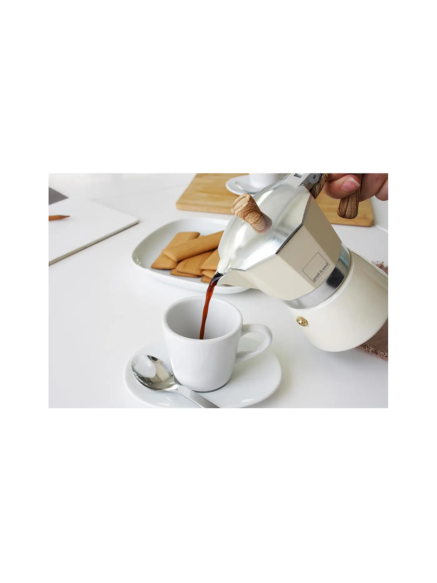 GNALI & ZANI | Espressokocher Venezia 3 Tassen Grau | creme